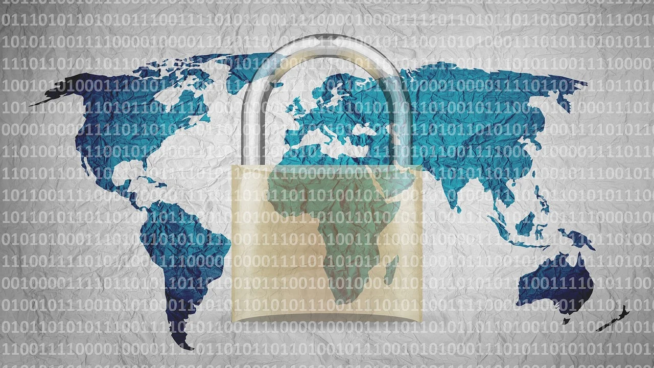 Illustration of a computer secured by a padlock.